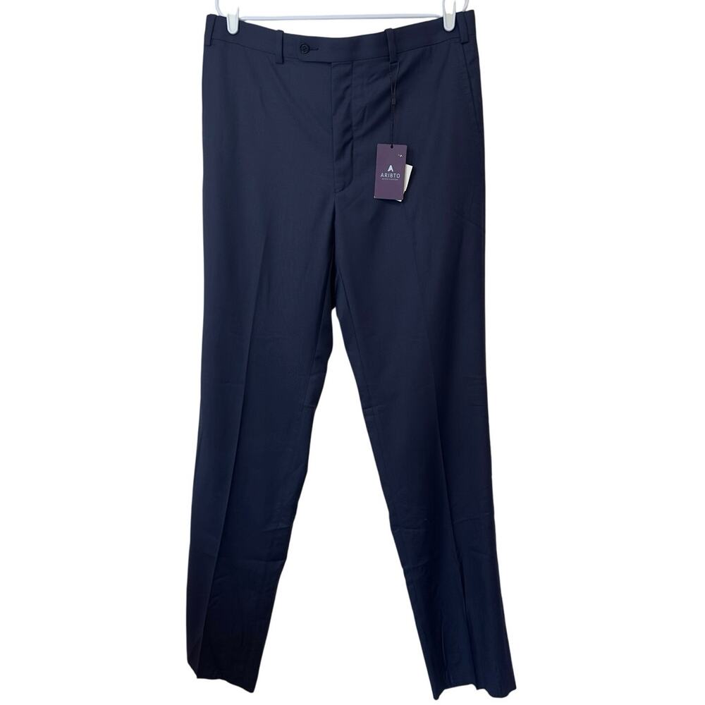 NWT AR18TO Aristo Eighteen Stirling Men’s Unhemmed Dress Pants Size 38 New Blue